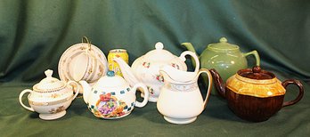 Antique/vintage 4 Tea Pots, Creamer, Royal Doulton Cup, Saucer & Sugar Bowl   (368)