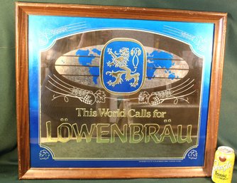 Lowenbrau Framed  Advertising Mirror,  26x22'H  (369)