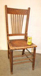 Antique Oak Pressed Back, Spindled Chair W/Hip Rests, 39'H  (370)