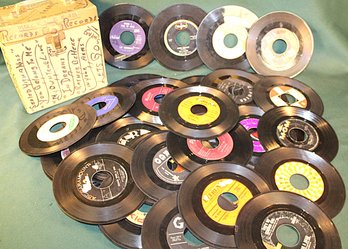 Vintage Vinyl: Over 50, 45  RPM Records, 1950s & 60s,  In Carrying Case  (372)