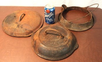 3 Pcs Cast Iron - Lodge #7 Lid, #8 Lid & Waffle Iron Holder (375)