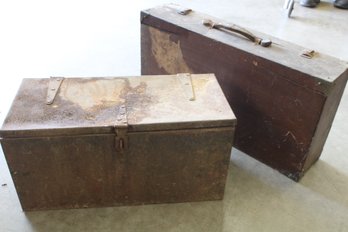 Wood Tool Box, 28x6x14'H & Metal Tool Box, 22x10x11'H  (376)