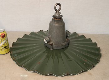 1920s Commercial, Hanging Porcelain Radial Waves Street Lamp, 20'D, Frequently Used In Gas Stations    (376)