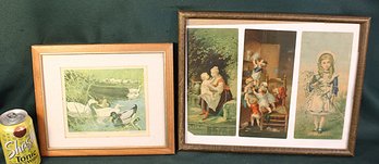 Antique 2 Framed Prints, 11x9'H  &  15x12'H   (377)