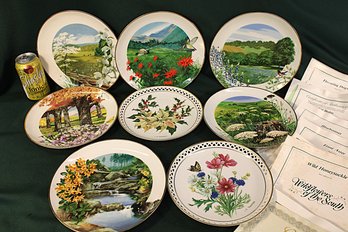 6 Royal Windsor 'wildflowers' & 2 Bing & Grondahl 'country Garden' Collector Plates, W/Papers  (380)