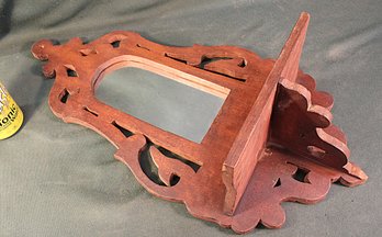 Antique Walnut Hanging Wall Mirror W/Shelf, 12x24'   (382)