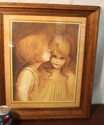 Framed Print By Margaret Kane, 1960s 'First Kiss', 17x20'H  (386)