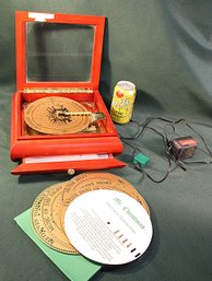 Vintage Electric Music Box W/drawer & 16 Disks, Working, 10x10'  (388)