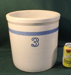 Antique #3 Gallon  Stoneware Crock, 11x11'  (392)