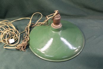 Antique 12'D Green Porcelain Hanging Shade  (393)