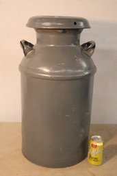 Antique Painted Gray  10 Gallon Milk Can, 25'H   (396)