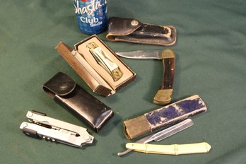 2 Knives- Buck (in Case) & Japan, 'Slasher' Straight Razor By CW Hackett * Multi Tool In Case   (3)