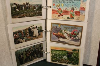 57 Black Antique Americana Postcards In Album (405)