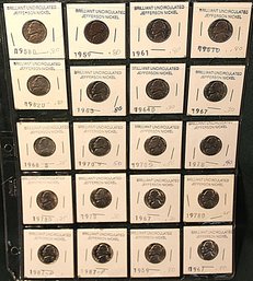 Group Of 20 Brilliant Uncirculated Jefferson Nickels - 1958-1967(40)