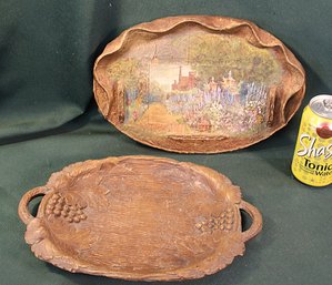 Antique Wooden Tray, 12x8' &  Wall Hanging, 12x8'   (417)