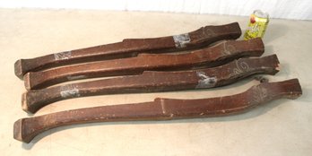 Antique Set Of 4 Fancy Carved Oak Table Legs, 29' Long   (419)