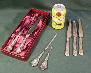 Sterling Letter Opener & Cuticle Knife (1ozt Adjusted For Blades), Carving Set & 3 German Knives   (42)