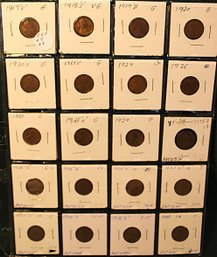 Group Of20 Lincoln Wheat Pennies - 1917-1939  (44)