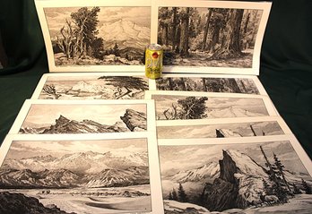 Vintage Black And White 9 Place Mats Of California Scenery, 17x11'  (45)
