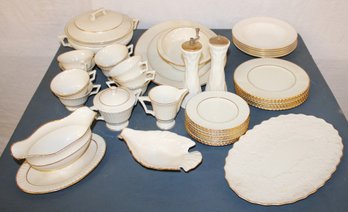 Signed Lenox Assorted China Dinnerware , 34 Pcs, W/5 Belleek Soup Bowls    (47)