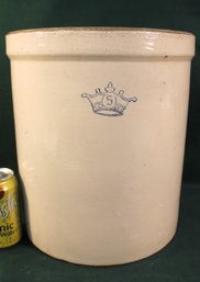 Antique 5 Gallon Robinson Ransbottom Crock W/some Hairlines On Inside Bottom, 13H  (49)