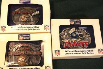 3 NFL Vintage Commemorative Belt Buckles-  2 SF 49ers & 1 NY Giants    (4)