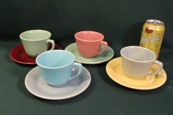 Bauer Cups & Saucers, 5 Cups & 4 Saucers 6'D  (4)