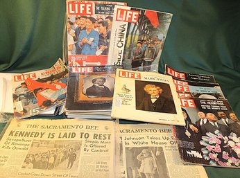 Group Of 18 Life Magazines 1950s-80s & 1963 Newspapers  (52)