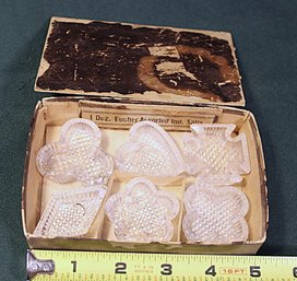 Antique 6 Eucher Assorted Ind. Salts In Box, (Box As Is)  6x3.5' (5)