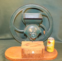 Antique Cast Iron Coffee Grinder On Wood Stand, 19x9x17'H   (61)