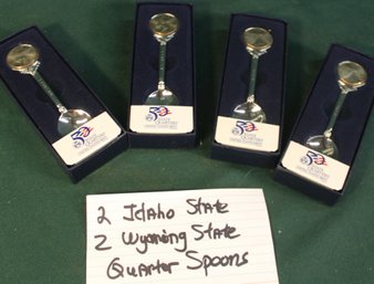 4 Collectible Quarter Spoons - 2 Wyoming State Quarters, 2007 & 2 Idaho State Quarters, 2007  (62)
