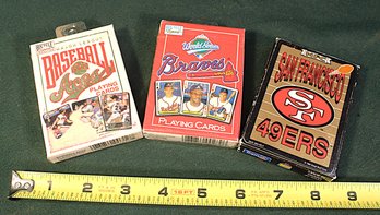 3 Packs Playing Cards - SF 49ers & Unopened Baseball Aces & World Series Braves   (63)