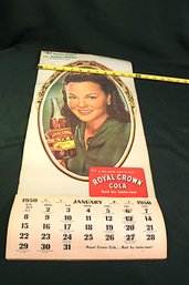 Vintage Complete RC Cola 1950 Advertising Calendar W/ Wanda Hendrix, 11x24'   (66)
