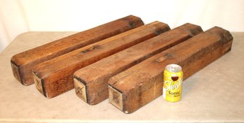 4 Antique Solid Oak 4x4X27 Table Legs, Arts & Crafts Style (68)