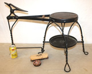 Antique Boot-jack's Shoe Shine Stool W/Stool & Polish, 32x19x21'H   (69)