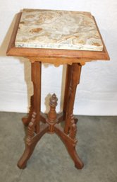 Antique  Victorian Walnut  Fern Stand W/Marble Top, Ca 1890, 14x14x32H   (71)