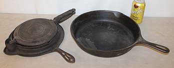 Wagner #10 Cast Iron Skillet & Wardway Cast Iron Waffle Iron (72)