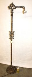 Ornamental Antique Iron And Onyx Floor Lamp, 61h, Needs New Socket  (75)