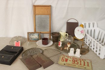 Miscellaneous Table Top Lot - Porcelain Towel Bar Holders, Sm Washboard & Much More   (78)