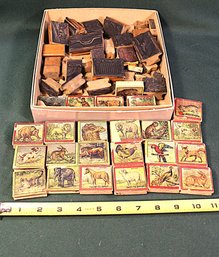 Assorted Antique  Children's Old Rubber Stamps Of Animals, Numbers, Letters  (7)