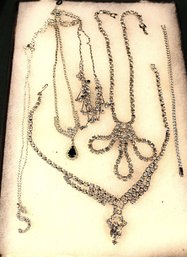Vintage Rhinestone Costume Jewelry -  5 Necklaces, Bracelet   (82)