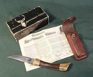 Browning USA 4018F Folding Lockback Pocket Knife W/Sheaf In Original Box  (83)
