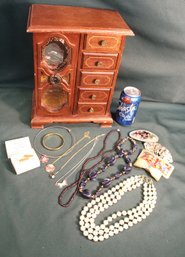 Vintage Costume Jewelry Chest & Contents, 10x6.5x12.5'H  (85)