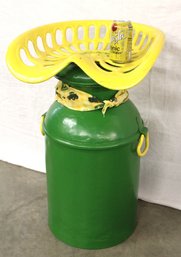 Antique Milk Can & CI Beilers Welding Shop Tractor Seat Stool, 28H    (85)