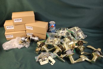 Door Hardware - 9 Brass Handles & 6 Stainless  Knobs  (86)