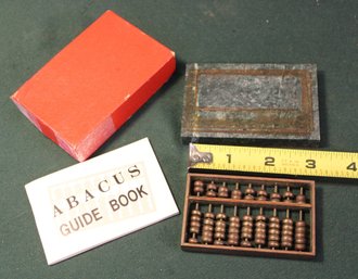 Antique Small Abacus 3x2 W/marble Stand & Guide Book    (8)