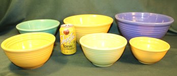 6 Bauer Nesting Bowls, 5, 6, 7, 8, 9 & 10'D  (3 W/Inside Rings, 3 Without Inside Rings)    (8)