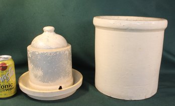 Stoneware Poultry Waterer 8x9 & Stoneware Crock 9x9'  (90)