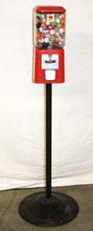 Working Antique Acorn Gumball Machine On Stand, No Key, 48'H   (99)