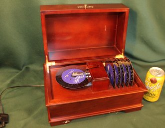 Modern Electric Music Box W/6 Disks By Crosley, Working W/low Volume (9)